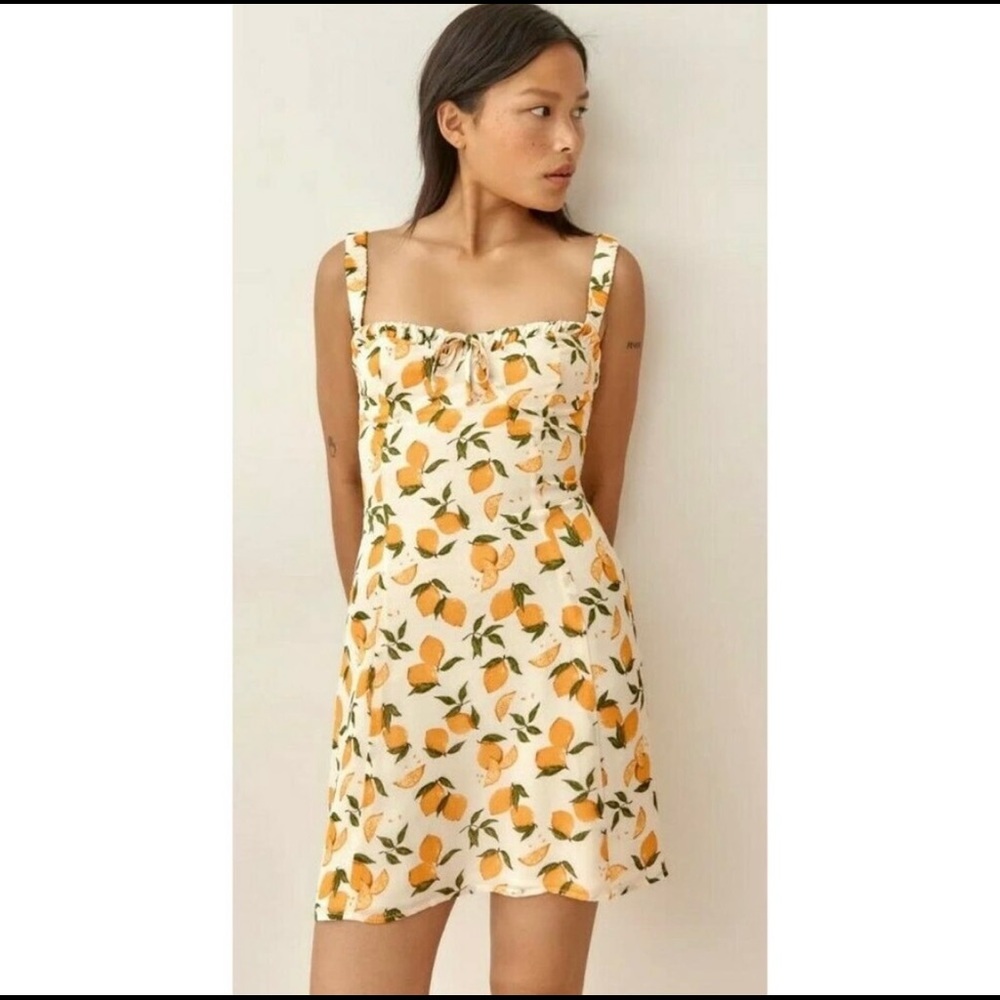 REFORMATION Jordy Dress in Lemonade Size 6 NWT Mini Lemons (F